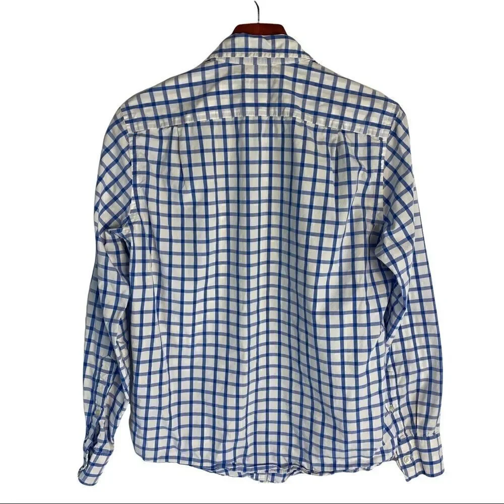J.Crew Button Down Woven Shirt Men's Small Long Sleeve Blue White Check 34637